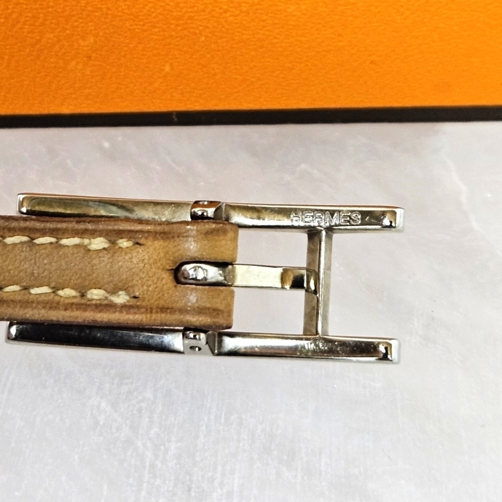 Hermes Calfskin Leather Palladium Hapi 3 Wrap Bracelet - Picture 4 of 11